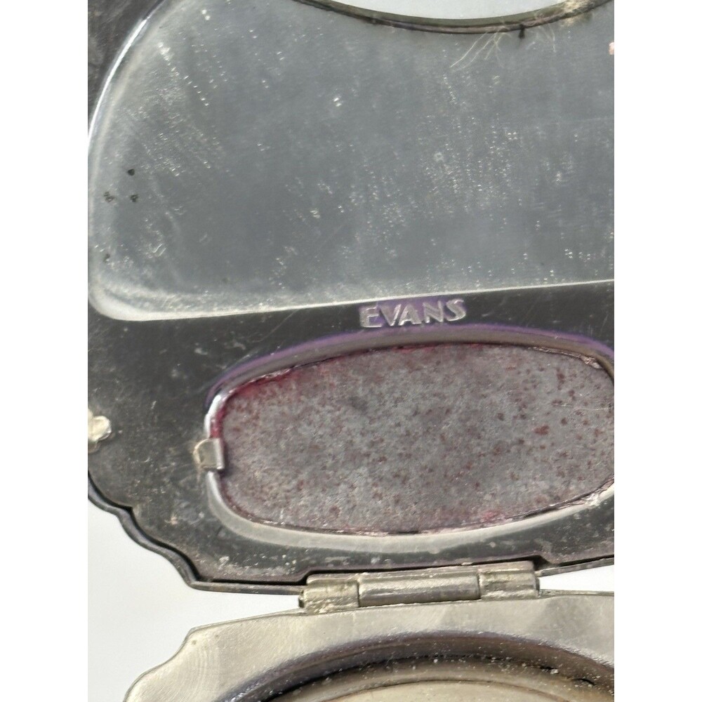 Evans 1920’s Art Deco Silver Metal Mirror Compact Guilloche Enamel With Stand - Picture 10 of 11